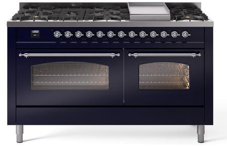 ILVE Nostalgie 60 Inch Dual Fuel Range Burner Top 9 Burners+Fry Top - UP60FNMP