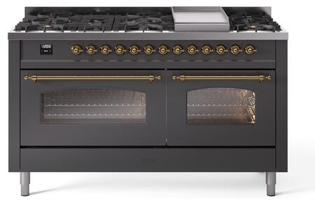 ILVE Nostalgie 60 Inch Dual Fuel Range Burner Top 9 Burners+Fry Top - UP60FNMP