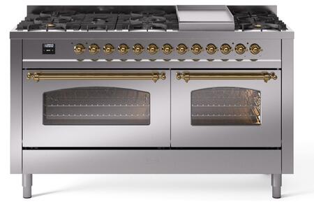 ILVE Nostalgie 60 Inch Dual Fuel Range Burner Top 9 Burners+Fry Top - UP60FNMP