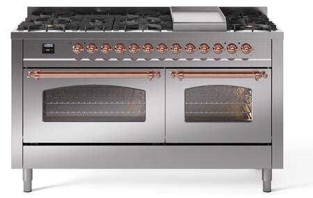 ILVE Nostalgie 60 Inch Dual Fuel Range Burner Top 9 Burners+Fry Top - UP60FNMP