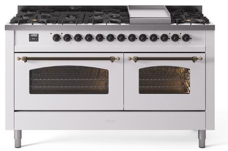 ILVE Nostalgie 60 Inch Dual Fuel Range Burner Top 9 Burners+Fry Top - UP60FNMP