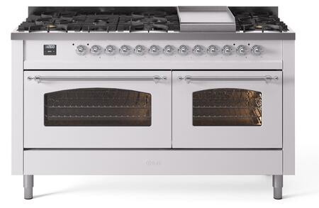 ILVE Nostalgie 60 Inch Dual Fuel Range Burner Top 9 Burners+Fry Top - UP60FNMP