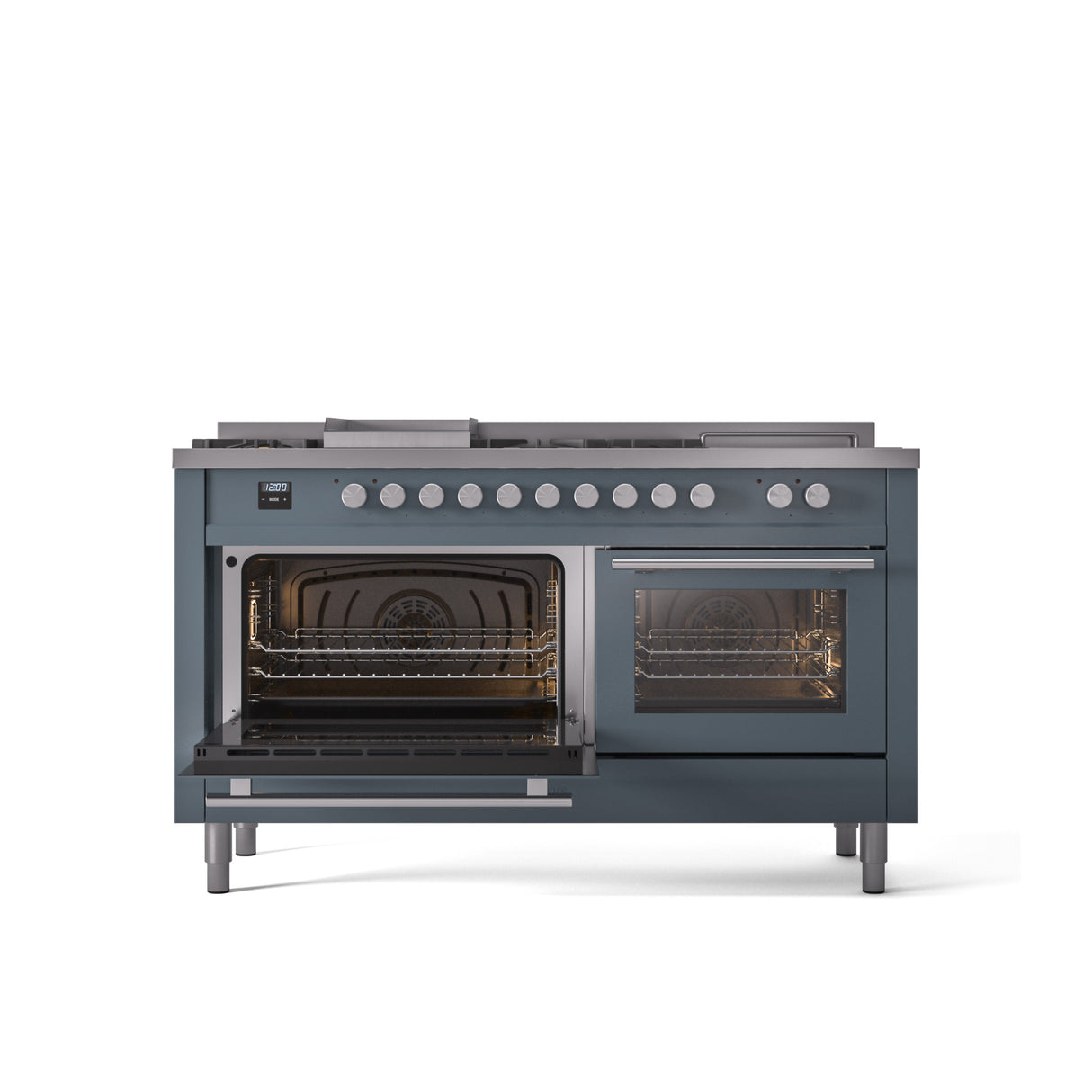 ILVE Professional Plus II 60 Inch Dual Fuel Freestanding Range in Stainless Steel with Trim - UP60FSWMP