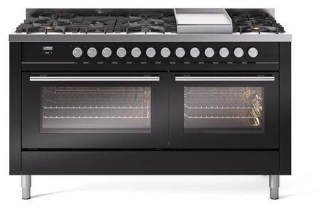 ILVE Professional Plus 60 Inch Dual Fuel Range Burner Top 9 Burners+Fry Top - UP60FWMP
