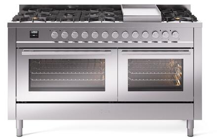ILVE Professional Plus 60 Inch Dual Fuel Range Burner Top 9 Burners+Fry Top - UP60FWMP