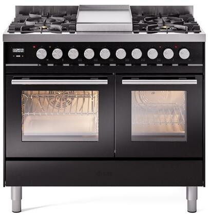 ILVE Professional Plus 40 Inch Dual Fuel Range Burner Top 6 Burners+Fry Top - UPD40FWMP