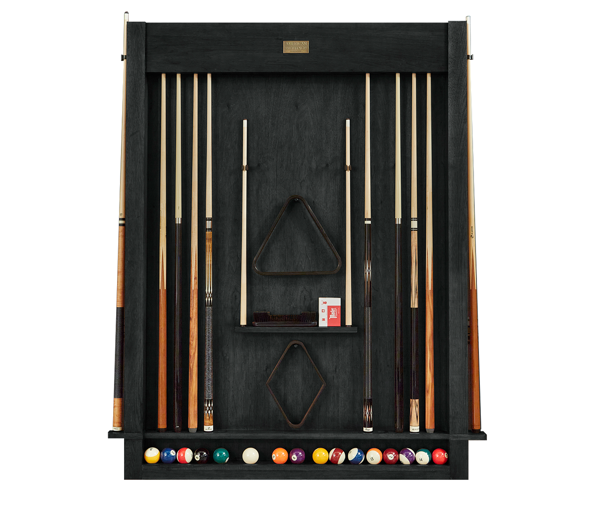 American Heritage Billiards Alta Wall Mounted Cue Rack 12 (Black Ash)
