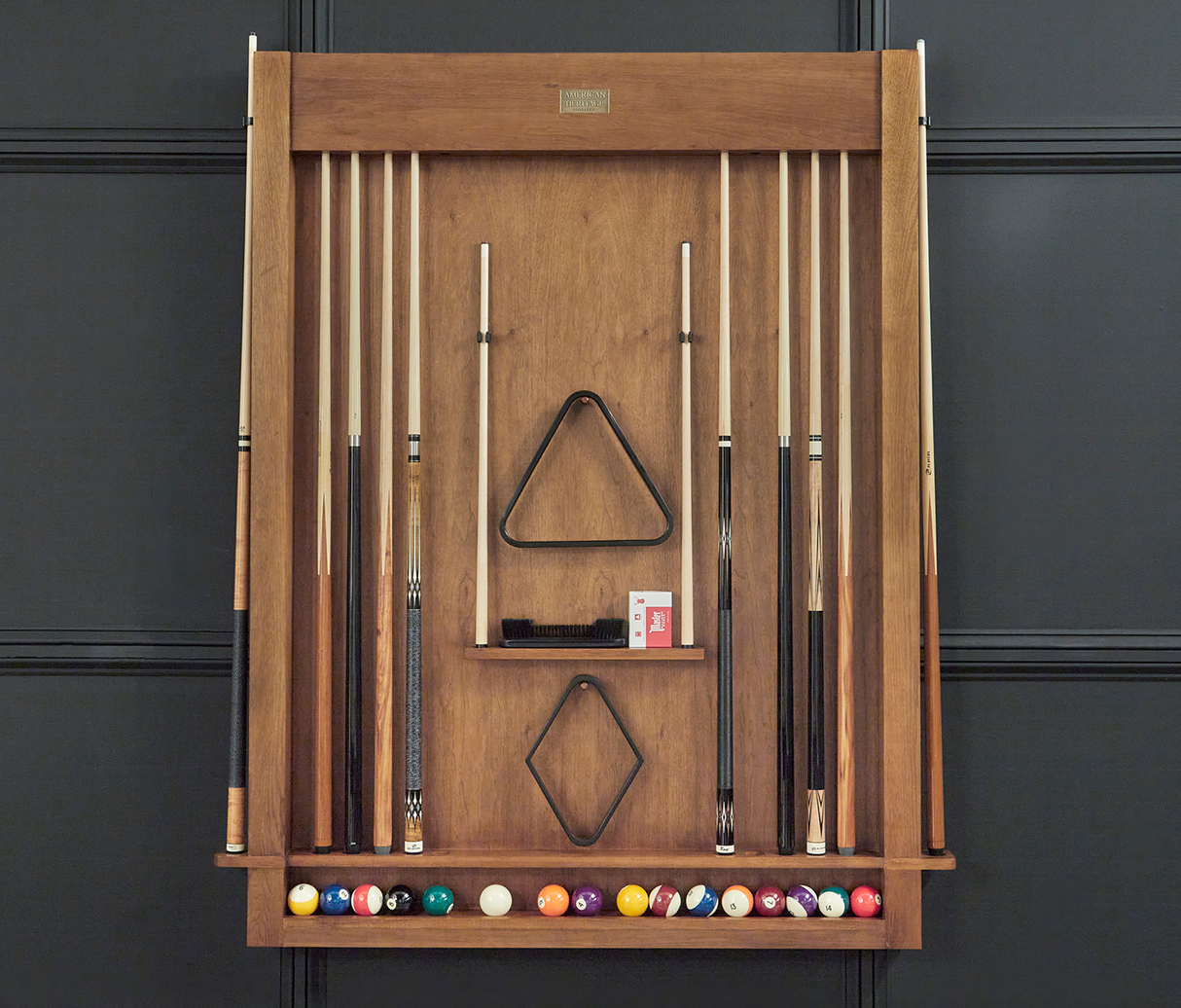 American Heritage Billiards Alta Wall Mounted Cue Rack 12 (Brushed Walnut)