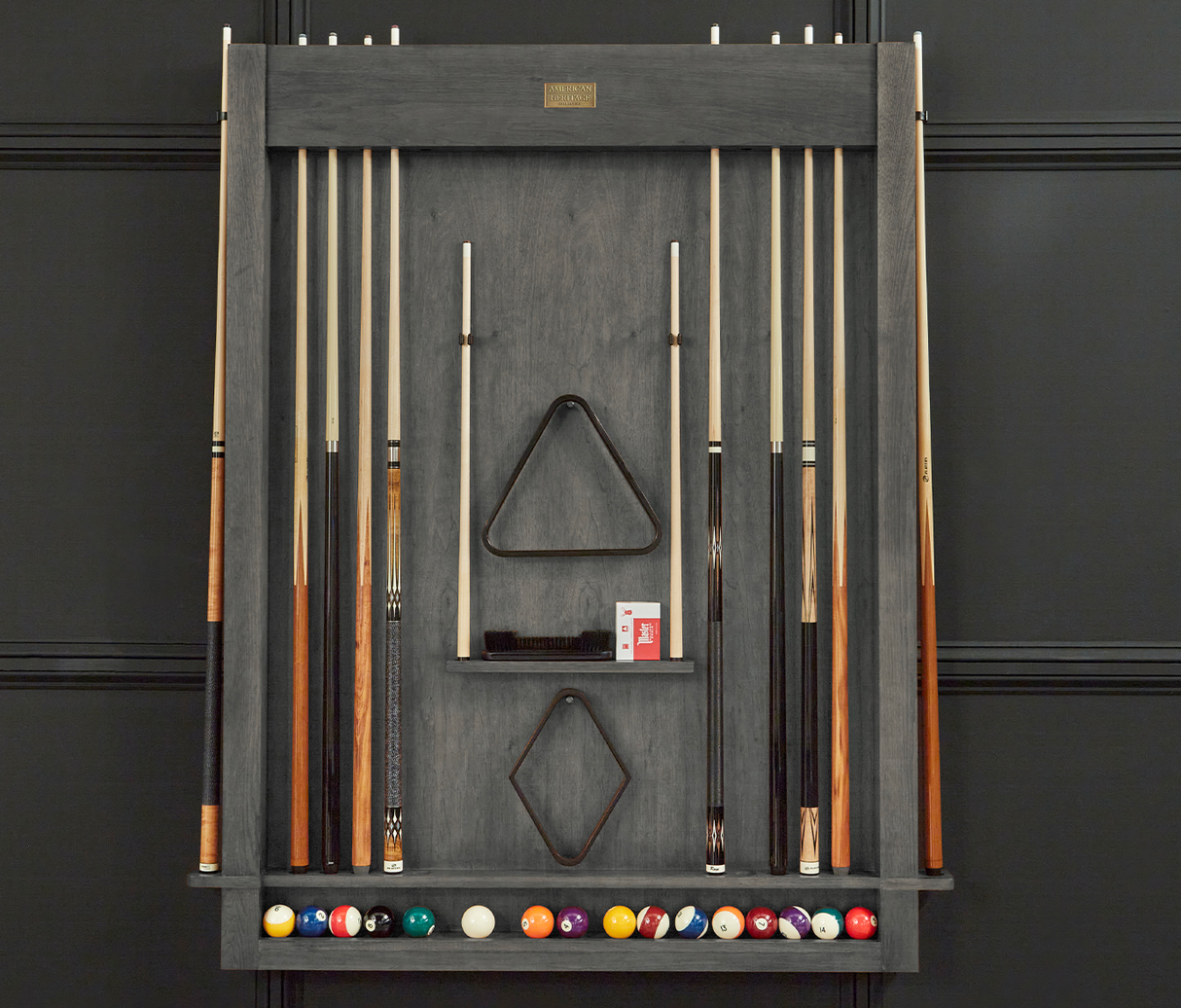 American Heritage Billiards Alta Wall Mounted Cue Rack 12 (Charcoal)