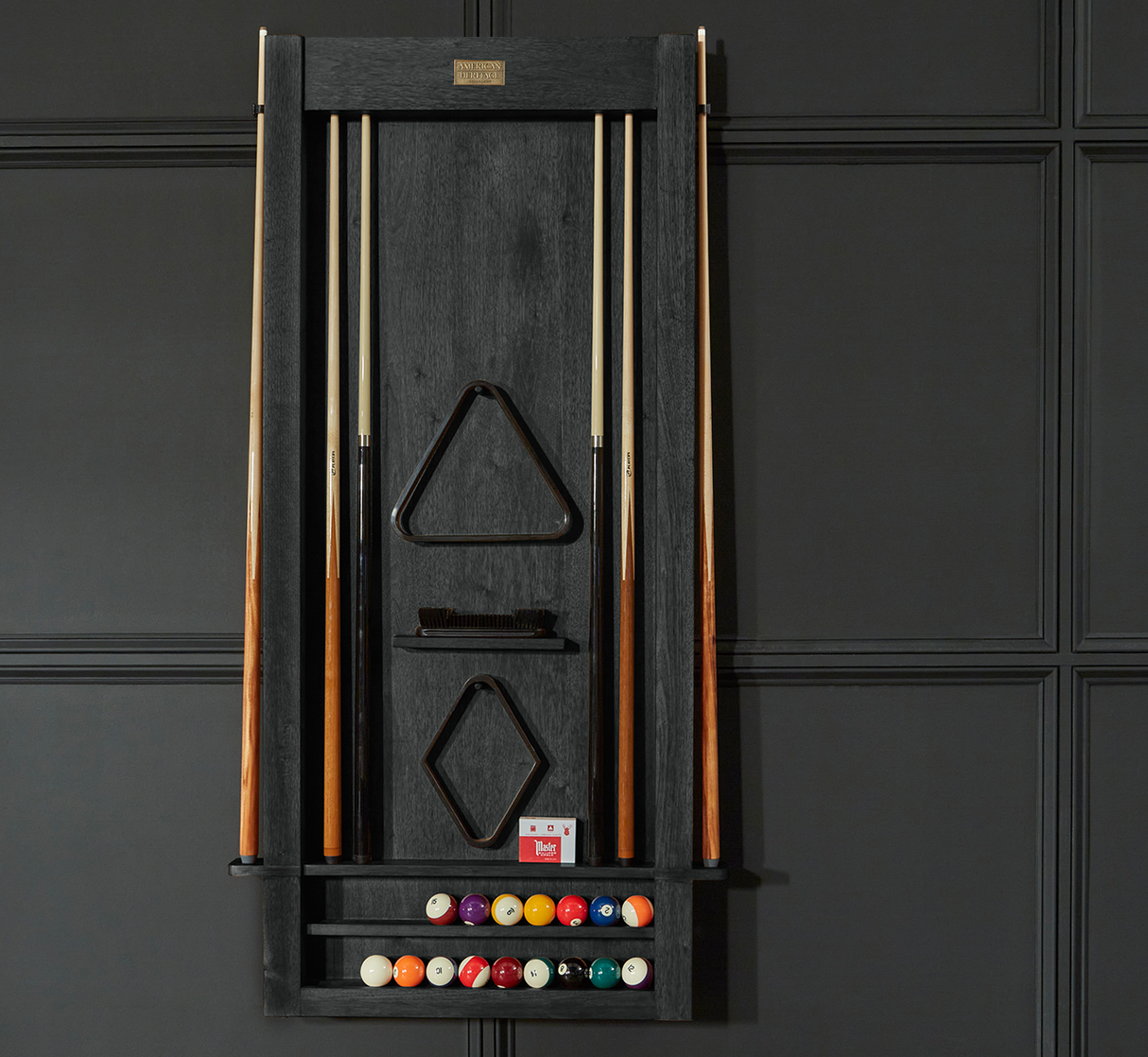 American Heritage Billiards Alta Wall Mounted Cue Rack 6 (Black Ash)