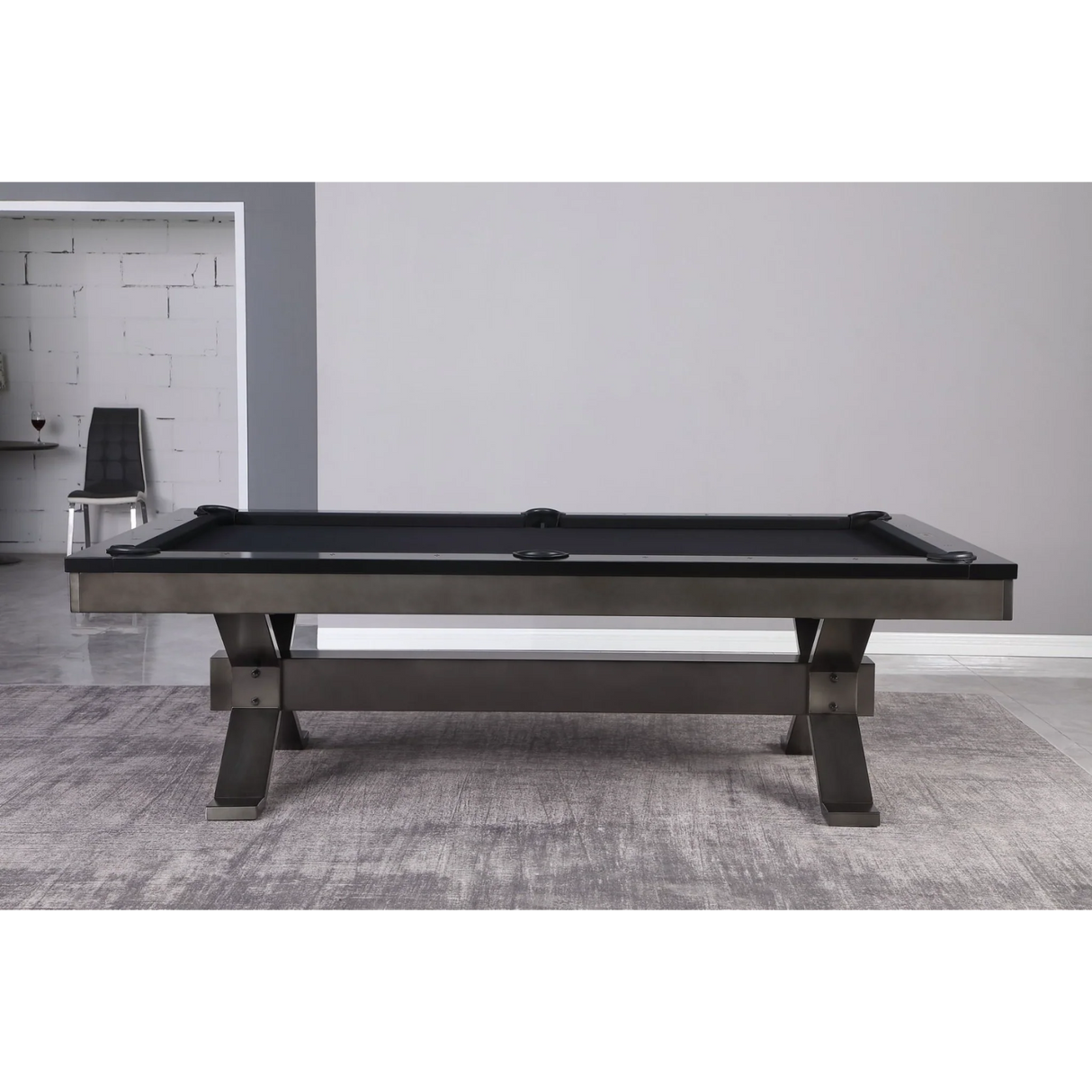 Plank & Hide Axton Steel Pool Table with Free Accessory Kit, Free Steel Cue Rack