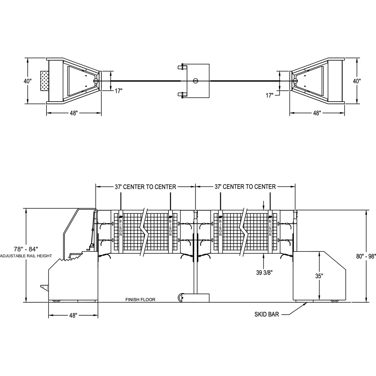 Bison Arena II Freestanding Portable Double Court Volleyball System VB8102