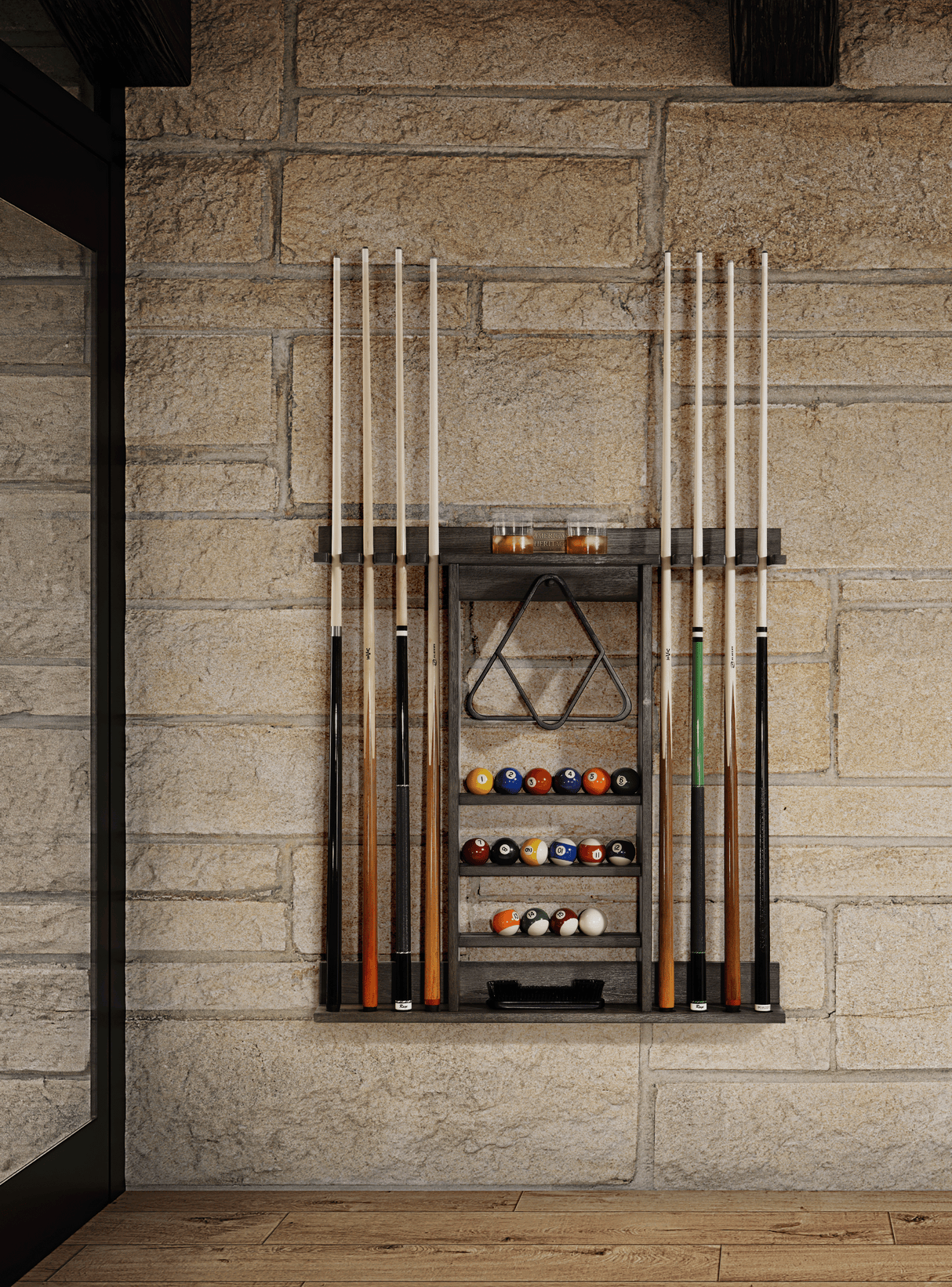 American Heritage Billiards Bluegrass Wall Rack (Charcoal)