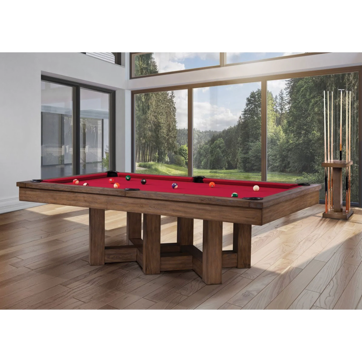 Plank & Hide Covington Wood Pool Table (Size 8') 87044-MOD with Free Accessory Kit