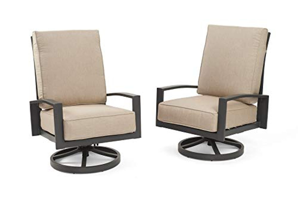 Outdoor Greatroom Lyndale Highback Swivel Rocking Chairs with Cast Ash Sunbrella Cushions