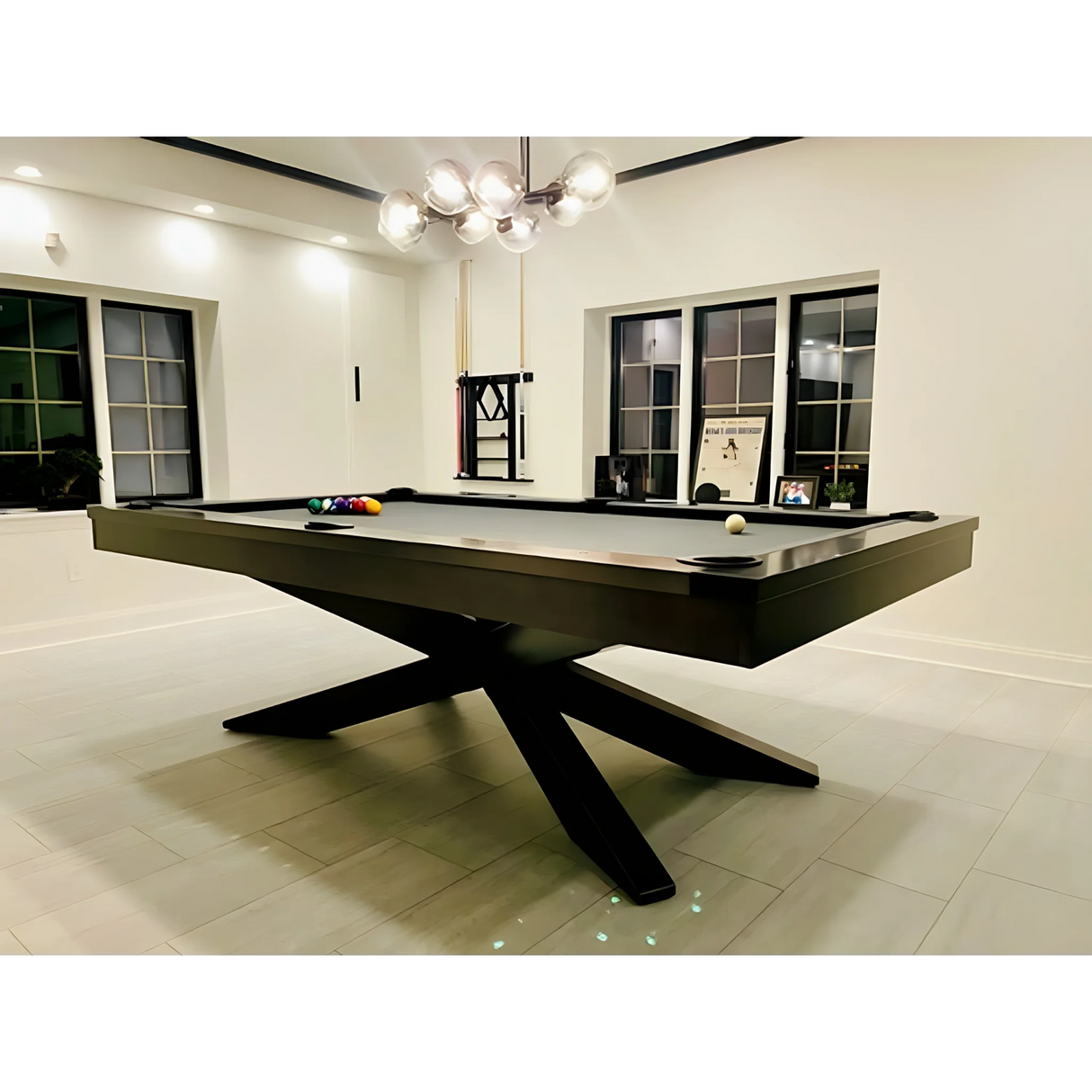 Plank & Hide Felix Steel Pool Table (Size 8') 28005-GUN with Free Accessory Kit, Free Steel Cue Rack