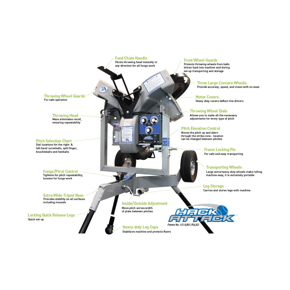 Sports Attack Hack Attack Baseball Pitching Machine w/Extended Legs