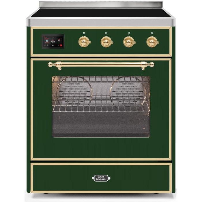 ILVE 30" Majestic II Series Freestanding Electric Single Oven Range with 4 Elements, Triple Glass Cool Door, Convection Oven, TFT Oven Control Display and Child Lock - UMI30NE3