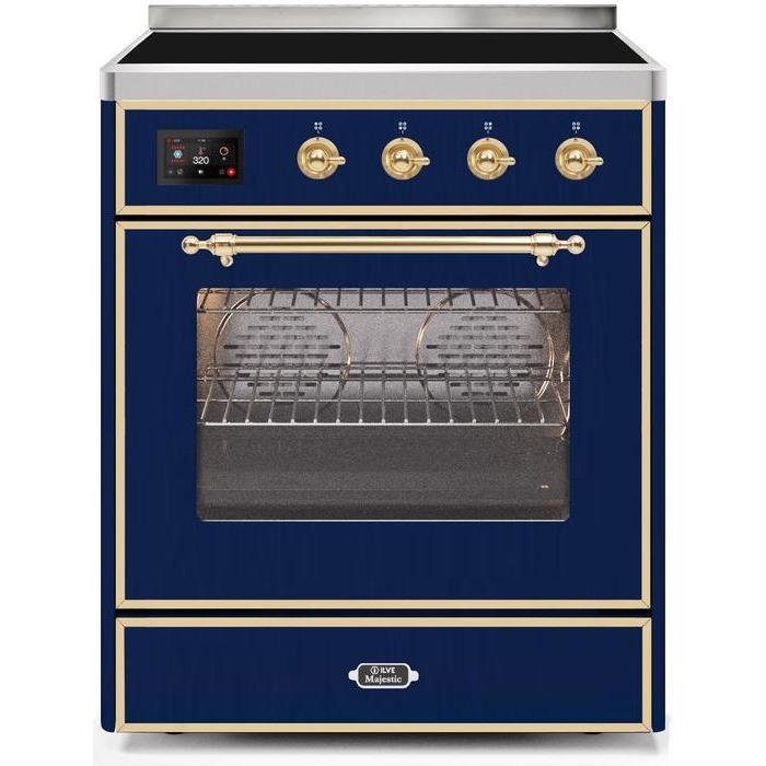 ILVE 30" Majestic II Series Freestanding Electric Single Oven Range with 4 Elements, Triple Glass Cool Door, Convection Oven, TFT Oven Control Display and Child Lock - UMI30NE3