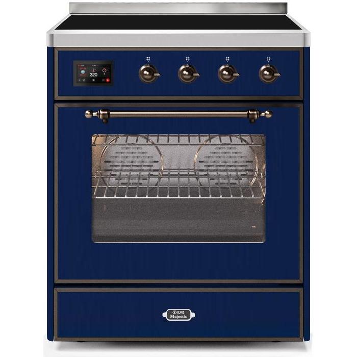 ILVE 30" Majestic II Series Freestanding Electric Single Oven Range with 4 Elements, Triple Glass Cool Door, Convection Oven, TFT Oven Control Display and Child Lock - UMI30NE3