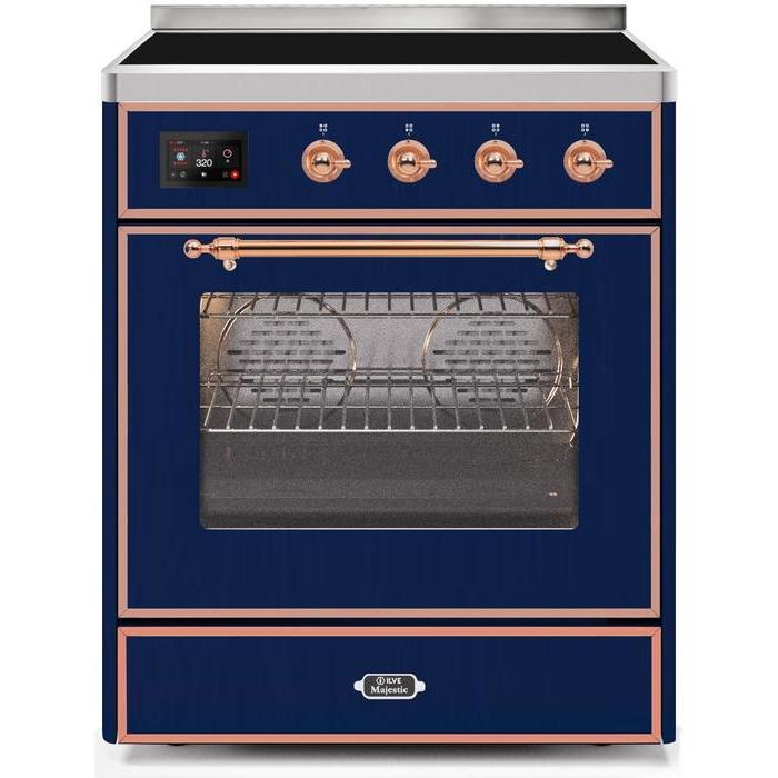 ILVE 30" Majestic II Series Freestanding Electric Single Oven Range with 4 Elements, Triple Glass Cool Door, Convection Oven, TFT Oven Control Display and Child Lock - UMI30NE3