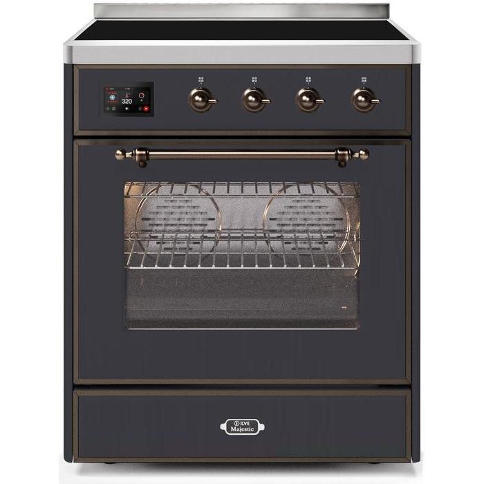 ILVE 30" Majestic II Series Freestanding Electric Single Oven Range with 4 Elements, Triple Glass Cool Door, Convection Oven, TFT Oven Control Display and Child Lock - UMI30NE3