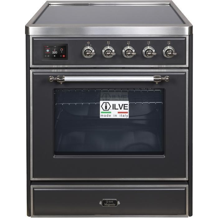 ILVE 30" Majestic II Series Freestanding Electric Single Oven Range with 4 Elements, Triple Glass Cool Door, Convection Oven, TFT Oven Control Display and Child Lock - UMI30NE3