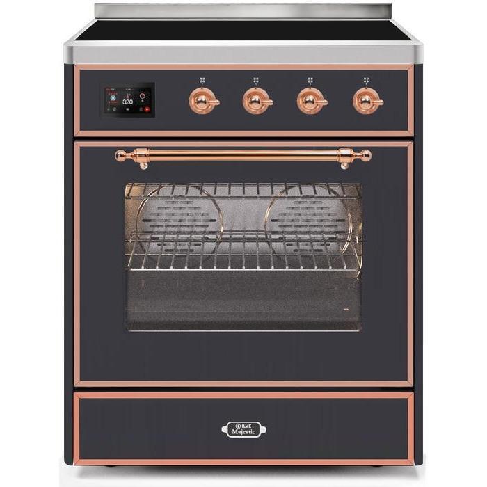 ILVE 30" Majestic II Series Freestanding Electric Single Oven Range with 4 Elements, Triple Glass Cool Door, Convection Oven, TFT Oven Control Display and Child Lock - UMI30NE3