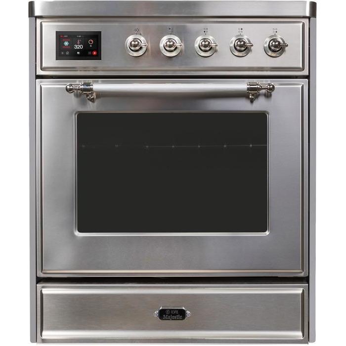 ILVE 30" Majestic II Series Freestanding Electric Single Oven Range with 4 Elements, Triple Glass Cool Door, Convection Oven, TFT Oven Control Display and Child Lock - UMI30NE3