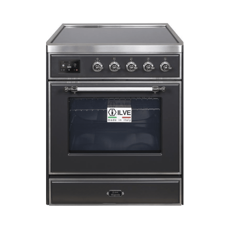ILVE 30" Majestic II Series Freestanding Electric Single Oven Range with 4 Elements, Triple Glass Cool Door, Convection Oven, TFT Oven Control Display and Child Lock - UMI30NE3