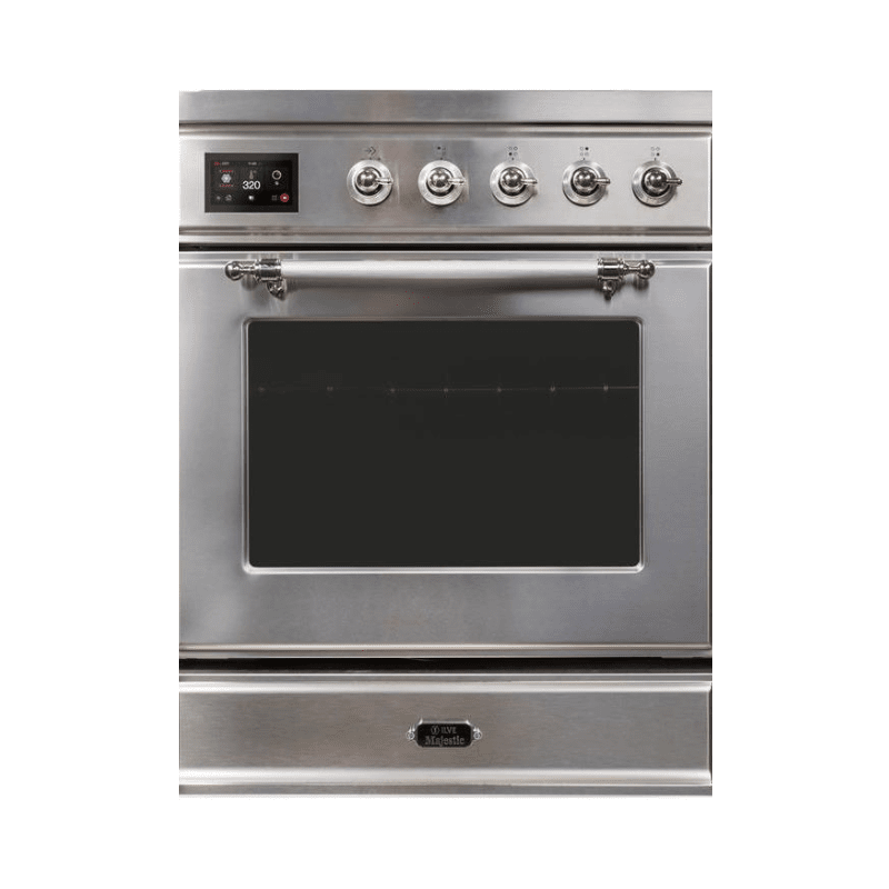 ILVE 30" Majestic II Series Freestanding Electric Single Oven Range with 4 Elements, Triple Glass Cool Door, Convection Oven, TFT Oven Control Display and Child Lock - UMI30NE3