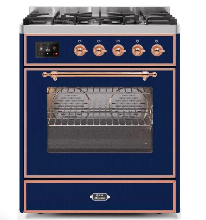 ILVE 30" Majestic II Series Gas Burner and Electric Oven Range with 5 Sealed Burners - UM30DNE3