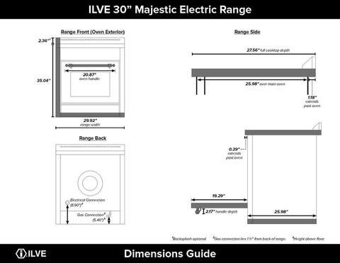 ILVE 30" Majestic II Series Induction Range with 4 Elements 2.3 cu. ft. Total Oven Capacity TFT Oven Control Display - UMI30QNE3