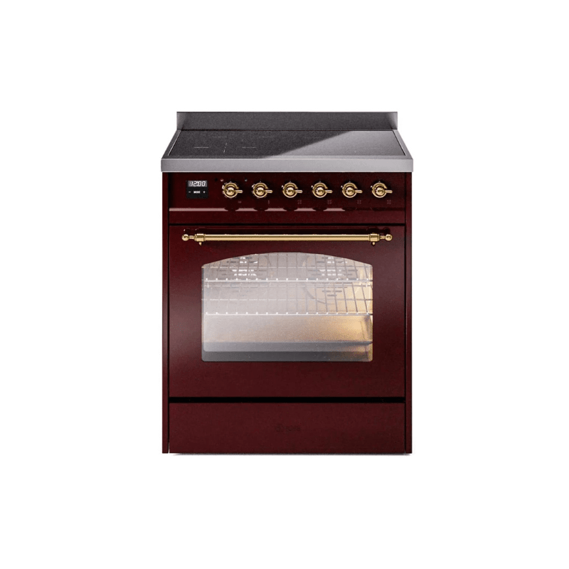 ILVE 30" Nostalgie II Series Freestanding Electric Double Oven Range with 5 Elements, Triple Glass Cool Door, Convection Oven, TFT Oven Control Display and Child Lock - UPI304NMP