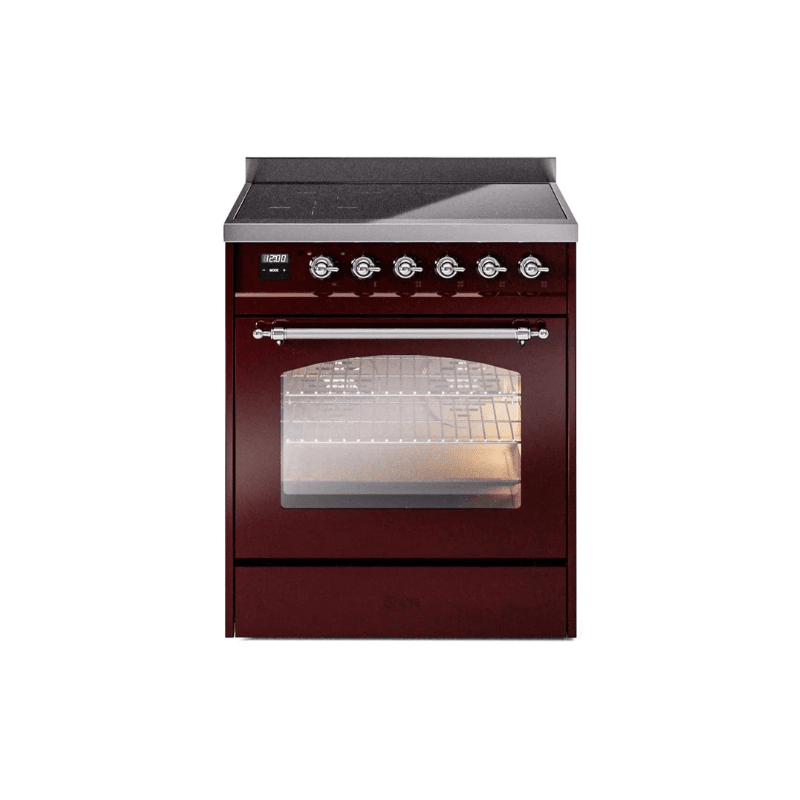 ILVE 30" Nostalgie II Series Freestanding Electric Double Oven Range with 5 Elements, Triple Glass Cool Door, Convection Oven, TFT Oven Control Display and Child Lock - UPI304NMP