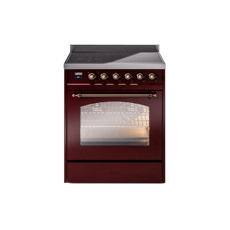 ILVE 30" Nostalgie II Series Freestanding Electric Double Oven Range with 5 Elements, Triple Glass Cool Door, Convection Oven, TFT Oven Control Display and Child Lock - UPI304NMP
