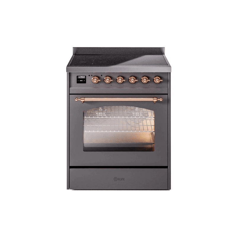 ILVE 30" Nostalgie II Series Freestanding Electric Double Oven Range with 5 Elements, Triple Glass Cool Door, Convection Oven, TFT Oven Control Display and Child Lock - UPI304NMP