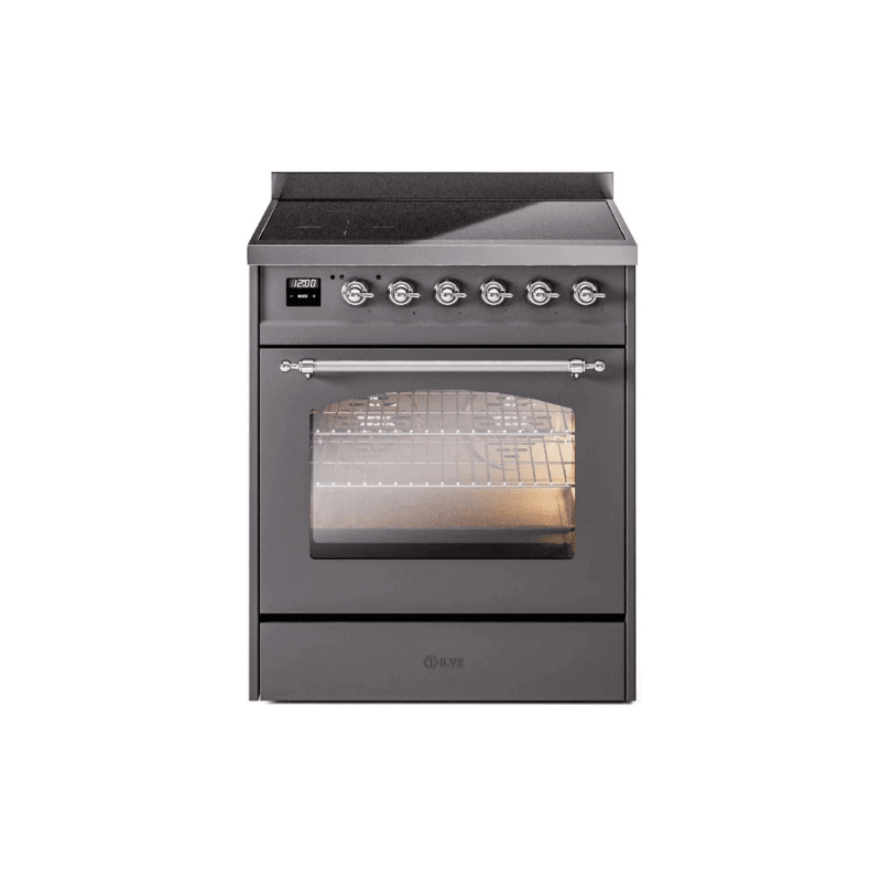 ILVE 30" Nostalgie II Series Freestanding Electric Double Oven Range with 5 Elements, Triple Glass Cool Door, Convection Oven, TFT Oven Control Display and Child Lock - UPI304NMP