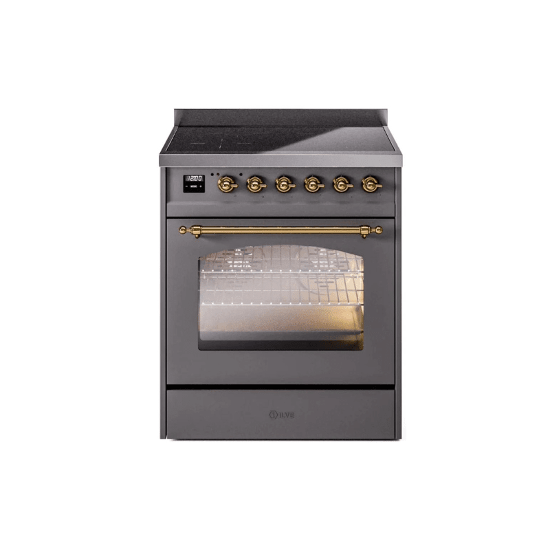 ILVE 30" Nostalgie II Series Freestanding Electric Double Oven Range with 5 Elements, Triple Glass Cool Door, Convection Oven, TFT Oven Control Display and Child Lock - UPI304NMP