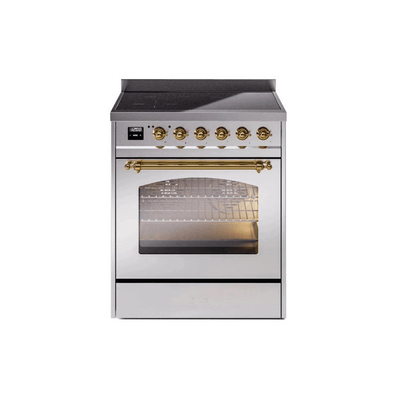 ILVE 30" Nostalgie II Series Freestanding Electric Double Oven Range with 5 Elements, Triple Glass Cool Door, Convection Oven, TFT Oven Control Display and Child Lock - UPI304NMP