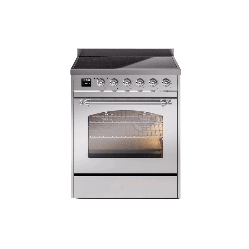 ILVE 30" Nostalgie II Series Freestanding Electric Double Oven Range with 5 Elements, Triple Glass Cool Door, Convection Oven, TFT Oven Control Display and Child Lock - UPI304NMP