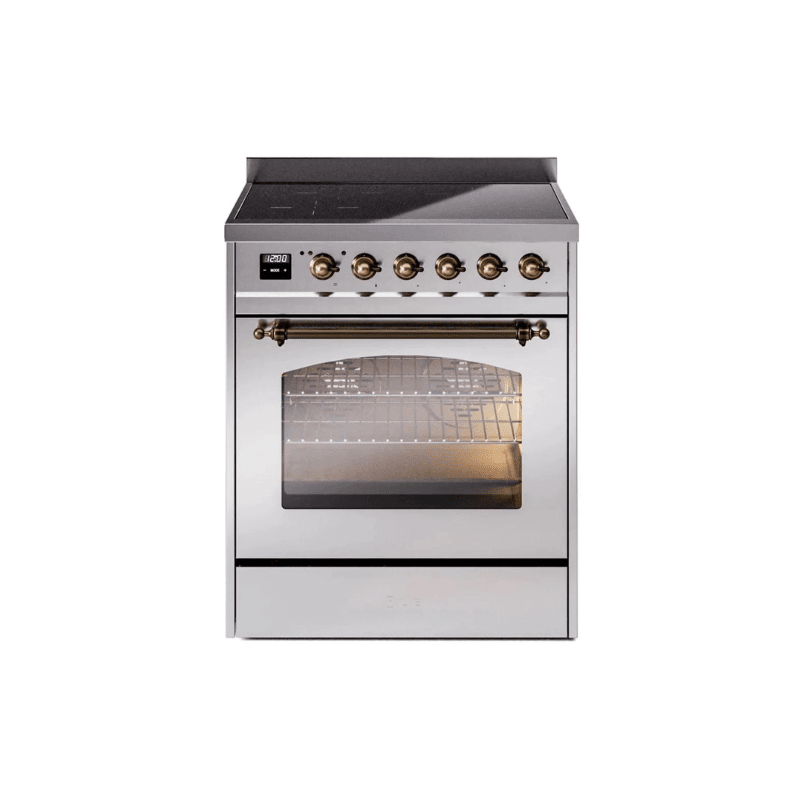 ILVE 30" Nostalgie II Series Freestanding Electric Double Oven Range with 5 Elements, Triple Glass Cool Door, Convection Oven, TFT Oven Control Display and Child Lock - UPI304NMP