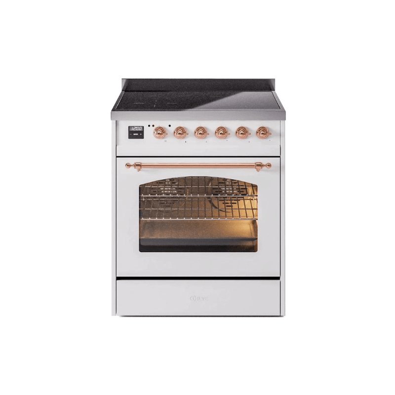 ILVE 30" Nostalgie II Series Freestanding Electric Double Oven Range with 5 Elements, Triple Glass Cool Door, Convection Oven, TFT Oven Control Display and Child Lock - UPI304NMP