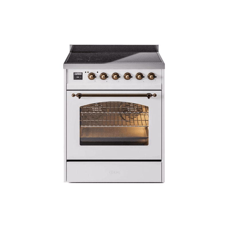 ILVE 30" Nostalgie II Series Freestanding Electric Double Oven Range with 5 Elements, Triple Glass Cool Door, Convection Oven, TFT Oven Control Display and Child Lock - UPI304NMP