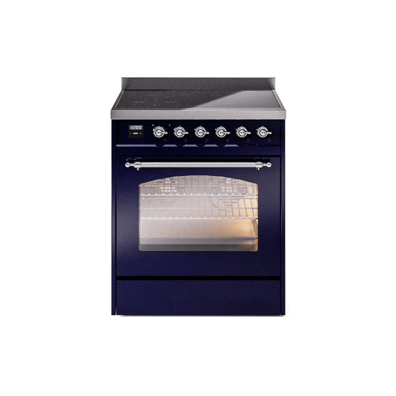 ILVE 30" Nostalgie II Series Freestanding Electric Double Oven Range with 5 Elements, Triple Glass Cool Door, Convection Oven, TFT Oven Control Display and Child Lock - UPI304NMP