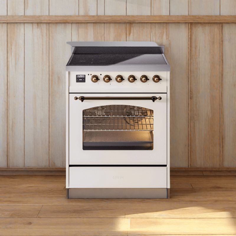 ILVE 30" Nostalgie II Series Freestanding Electric Double Oven Range with 5 Elements, Triple Glass Cool Door, Convection Oven, TFT Oven Control Display and Child Lock UPI304NMP