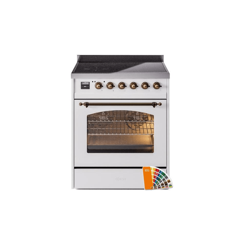ILVE 30" Nostalgie II Series Freestanding Electric Double Oven Range with 5 Elements, Triple Glass Cool Door, Convection Oven, TFT Oven Control Display and Child Lock - UPI304NMP