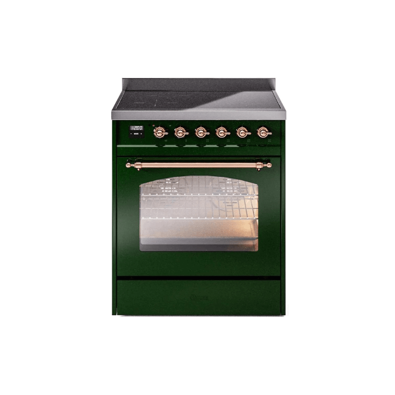 ILVE 30" Nostalgie II Series Freestanding Electric Double Oven Range with 5 Elements, Triple Glass Cool Door, Convection Oven, TFT Oven Control Display and Child Lock - UPI304NMP