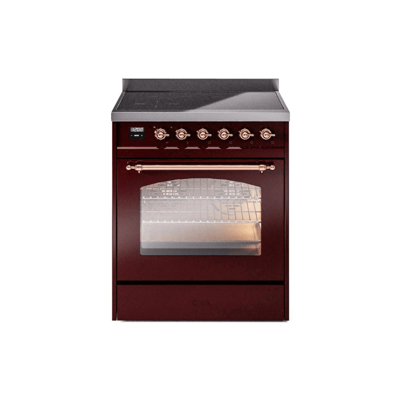 ILVE 30" Nostalgie II Series Freestanding Electric Double Oven Range with 5 Elements, Triple Glass Cool Door, Convection Oven, TFT Oven Control Display and Child Lock - UPI304NMP