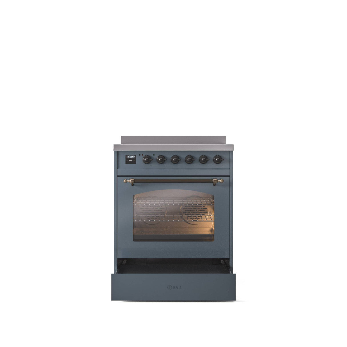 ILVE 30" Nostalgie II Series Freestanding Electric Double Oven Range with 5 Elements, Triple Glass Cool Door, Convection Oven, TFT Oven Control Display and Child Lock - UPI304NMP